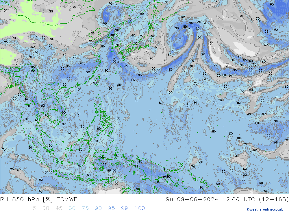 RV 850 hPa ECMWF zo 09.06.2024 12 UTC