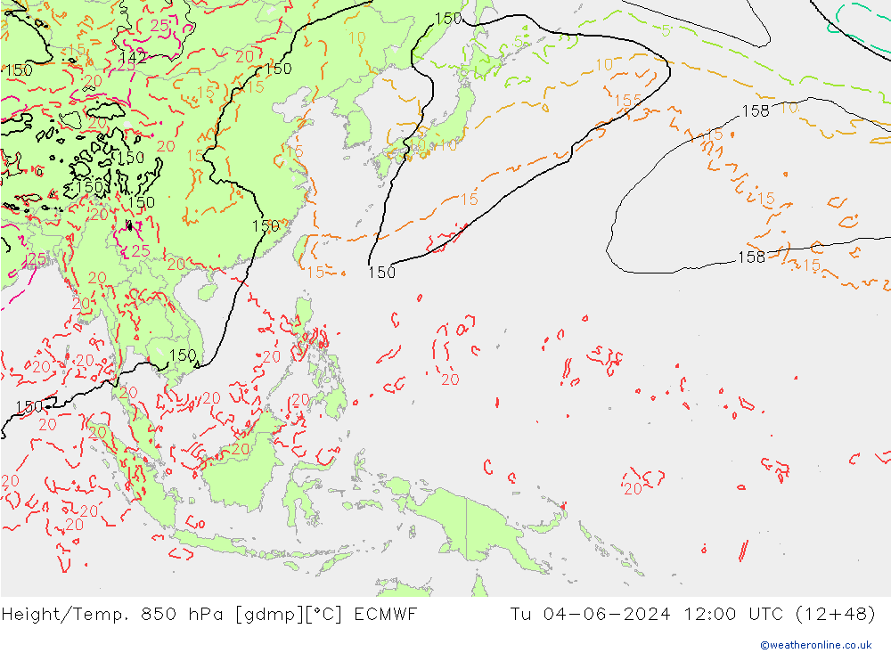 Z500/Rain (+SLP)/Z850 ECMWF mar 04.06.2024 12 UTC