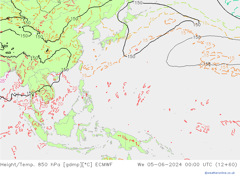 Z500/Rain (+SLP)/Z850 ECMWF mer 05.06.2024 00 UTC