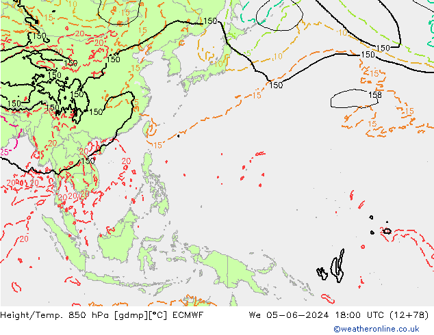 Z500/Rain (+SLP)/Z850 ECMWF mer 05.06.2024 18 UTC