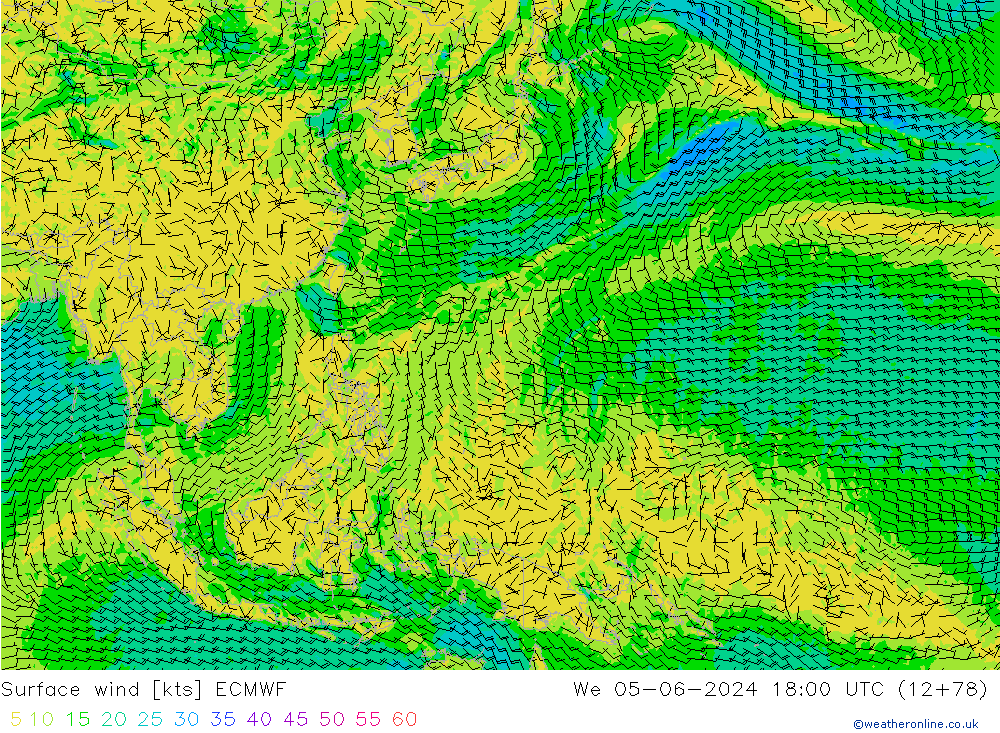 Surface wind ECMWF We 05.06.2024 18 UTC