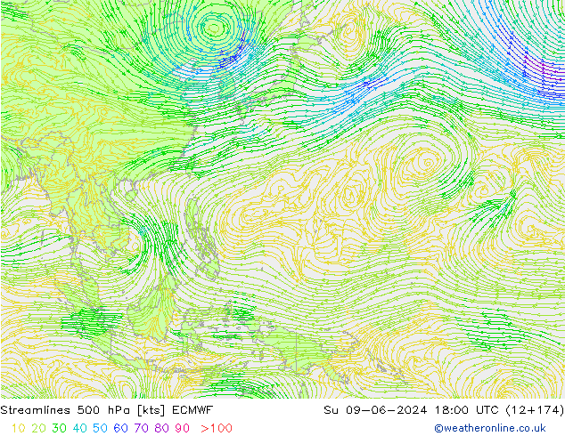 Rüzgar 500 hPa ECMWF Paz 09.06.2024 18 UTC