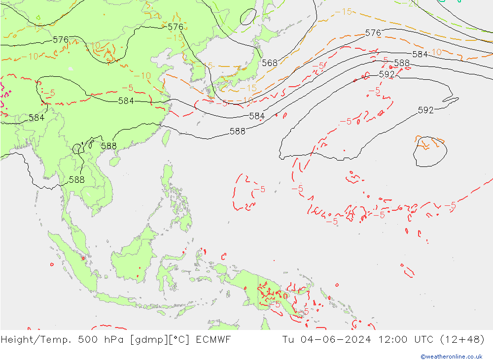 Z500/Rain (+SLP)/Z850 ECMWF mar 04.06.2024 12 UTC