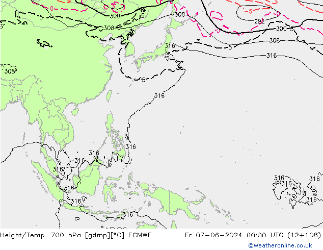 Yükseklik/Sıc. 700 hPa ECMWF Cu 07.06.2024 00 UTC