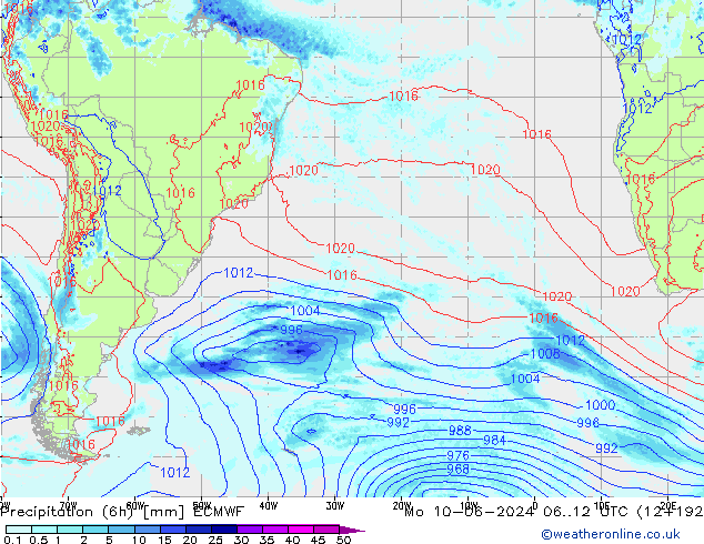 Z500/Rain (+SLP)/Z850 ECMWF Mo 10.06.2024 12 UTC