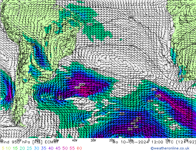 Viento 950 hPa ECMWF lun 10.06.2024 12 UTC