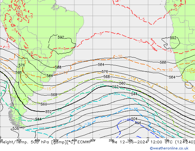 Z500/Rain (+SLP)/Z850 ECMWF St 12.06.2024 12 UTC