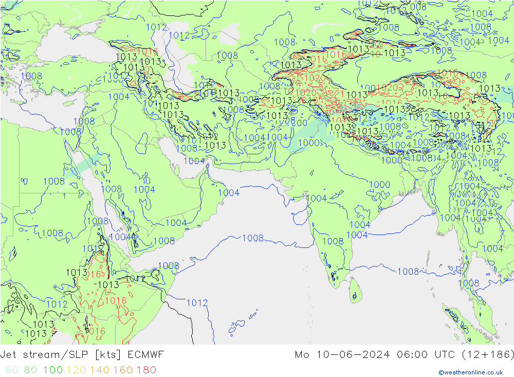 Jet stream/SLP ECMWF Po 10.06.2024 06 UTC