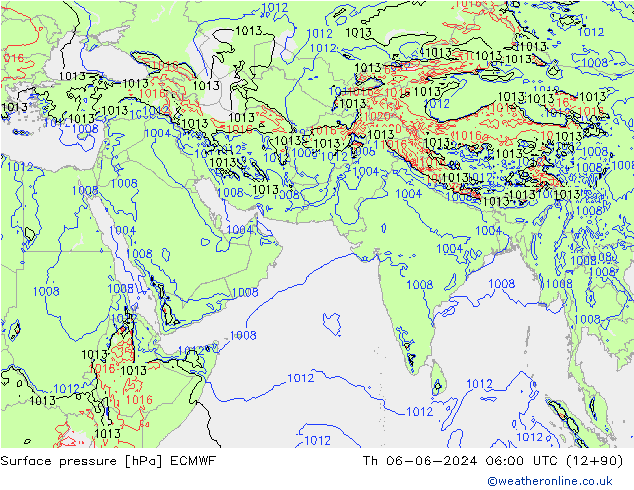 Surface pressure ECMWF Th 06.06.2024 06 UTC