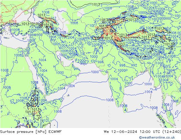 pressão do solo ECMWF Qua 12.06.2024 12 UTC