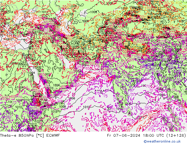 Theta-e 850hPa ECMWF  07.06.2024 18 UTC