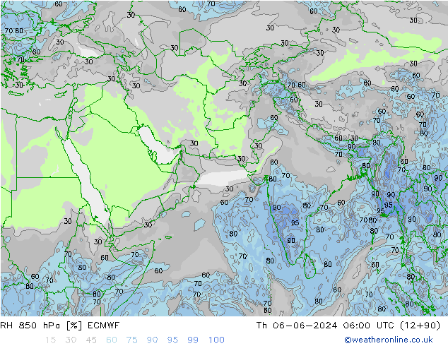 RH 850 hPa ECMWF Th 06.06.2024 06 UTC