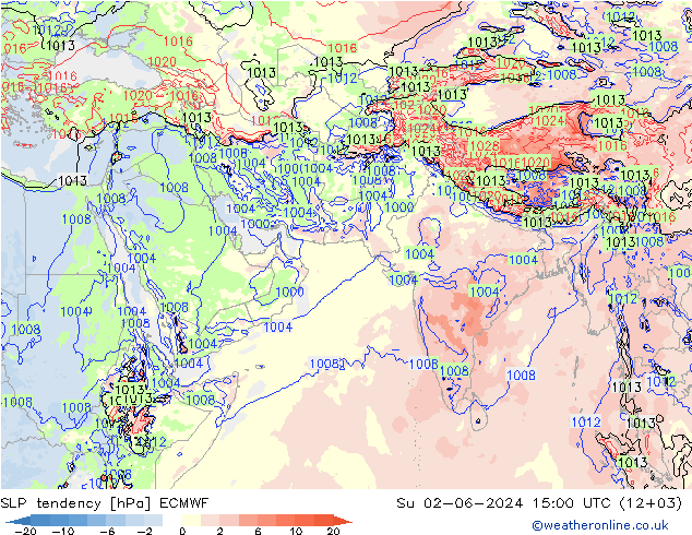 тенденция давления ECMWF Вс 02.06.2024 15 UTC