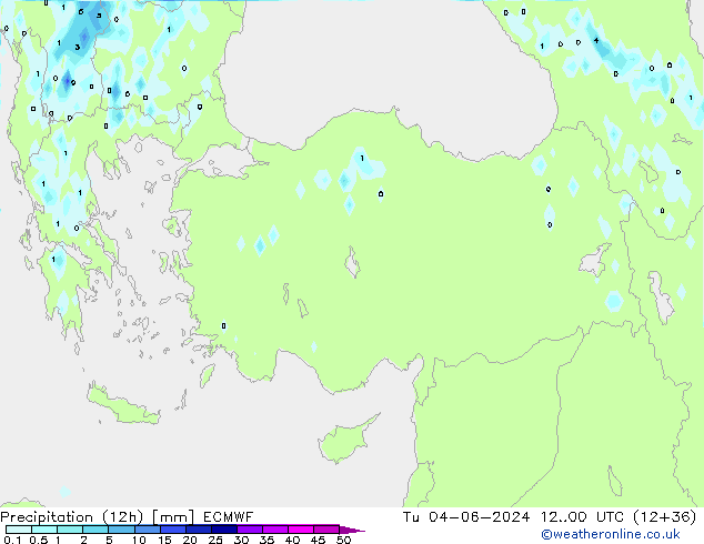 Precipitation (12h) ECMWF Tu 04.06.2024 00 UTC