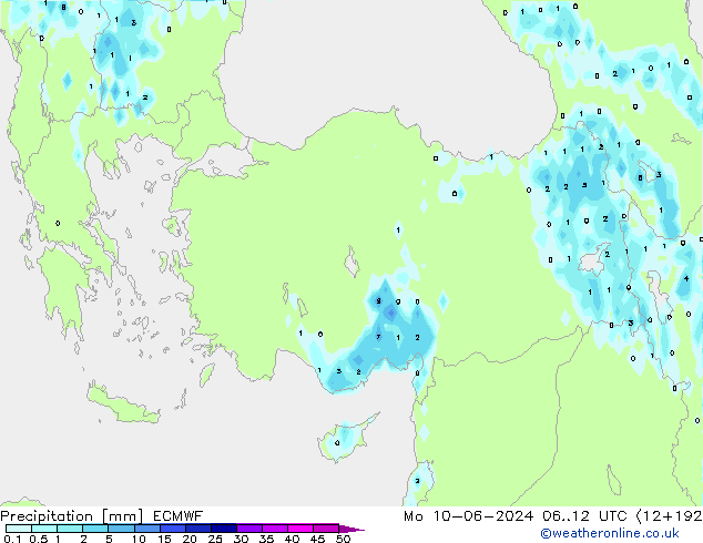 precipitação ECMWF Seg 10.06.2024 12 UTC