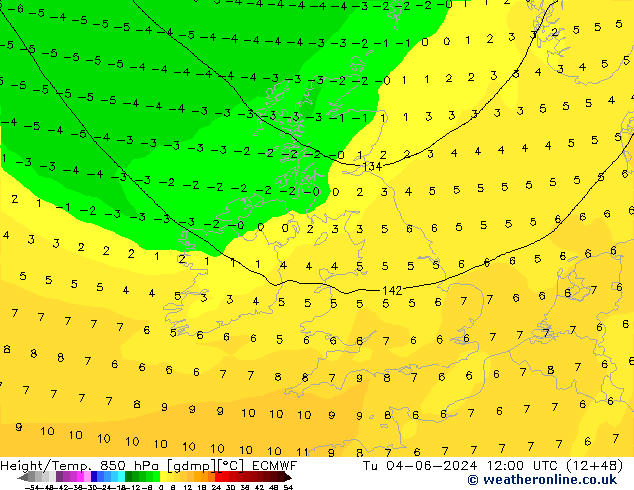 Z500/Rain (+SLP)/Z850 ECMWF mar 04.06.2024 12 UTC