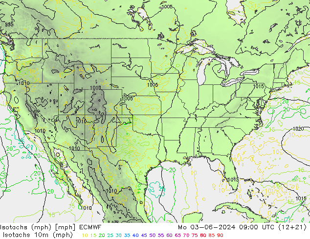 Isotachs (mph) ECMWF  03.06.2024 09 UTC