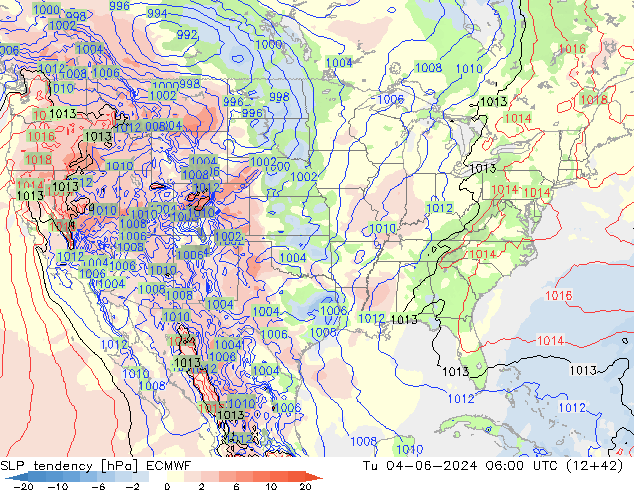 Tendencia de presión ECMWF mar 04.06.2024 06 UTC