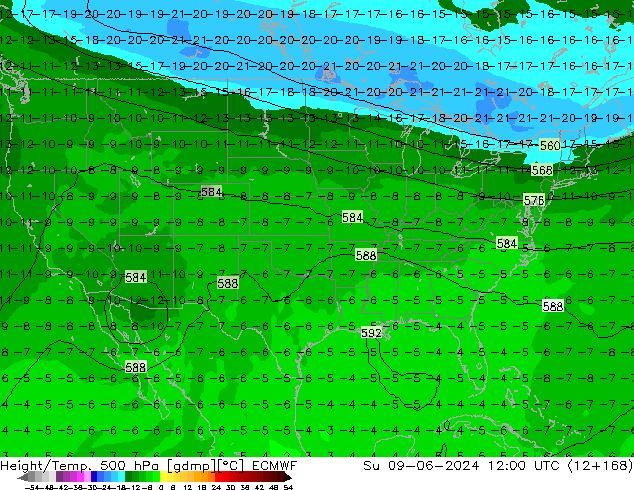 Z500/Rain (+SLP)/Z850 ECMWF Su 09.06.2024 12 UTC