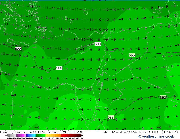 Height/Temp. 500 hPa ECMWF Seg 03.06.2024 00 UTC