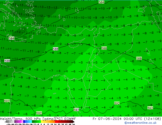 Z500/Rain (+SLP)/Z850 ECMWF vie 07.06.2024 00 UTC