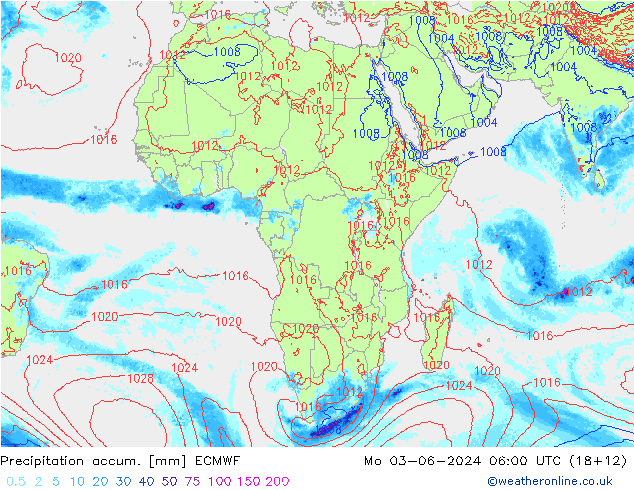 Toplam Yağış ECMWF Pzt 03.06.2024 06 UTC