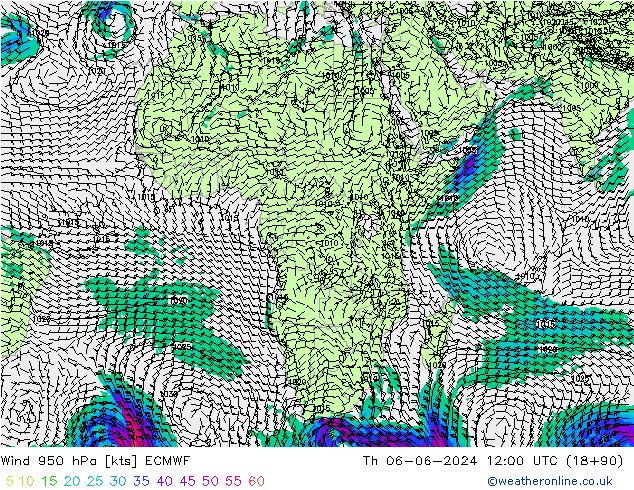 Wind 950 hPa ECMWF Th 06.06.2024 12 UTC