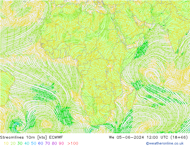 Ligne de courant 10m ECMWF mer 05.06.2024 12 UTC