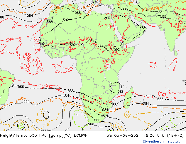 Z500/Rain (+SLP)/Z850 ECMWF We 05.06.2024 18 UTC