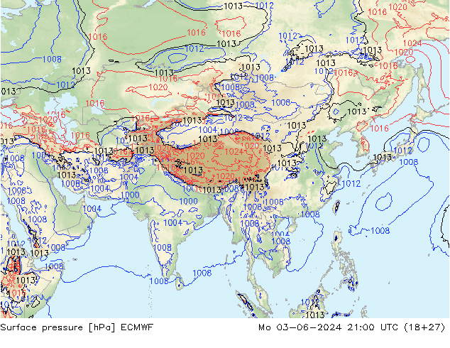 приземное давление ECMWF пн 03.06.2024 21 UTC