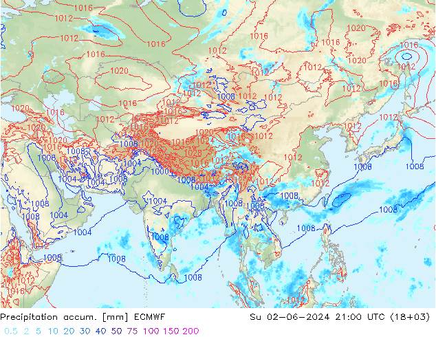 Precipitation accum. ECMWF  02.06.2024 21 UTC