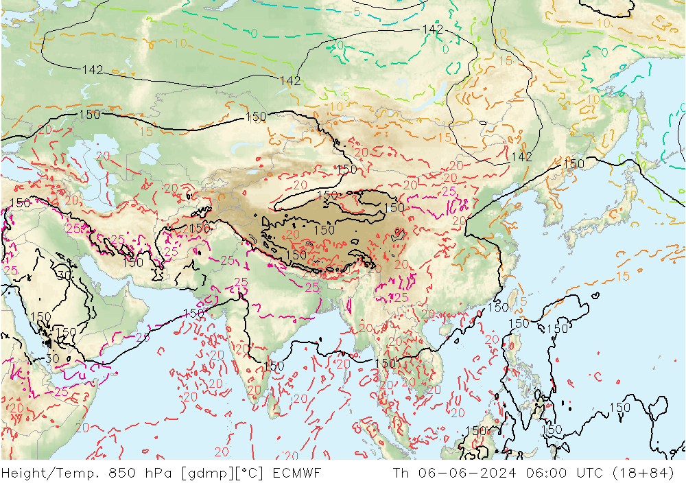 Z500/Rain (+SLP)/Z850 ECMWF Th 06.06.2024 06 UTC