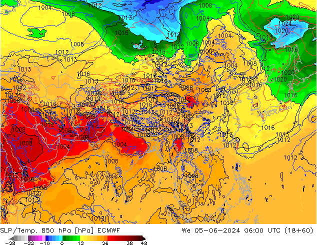 SLP/Temp. 850 hPa ECMWF We 05.06.2024 06 UTC