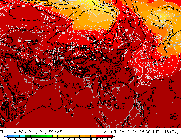 Theta-W 850hPa ECMWF Çar 05.06.2024 18 UTC