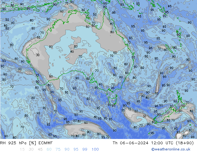 925 hPa Nispi Nem ECMWF Per 06.06.2024 12 UTC