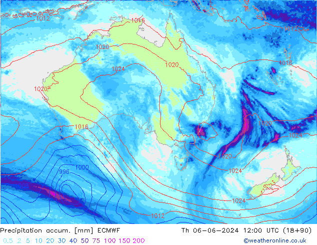 Precipitation accum. ECMWF  06.06.2024 12 UTC