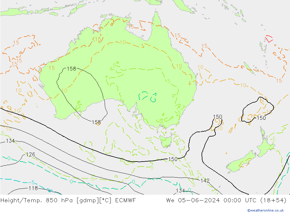 Z500/Rain (+SLP)/Z850 ECMWF We 05.06.2024 00 UTC
