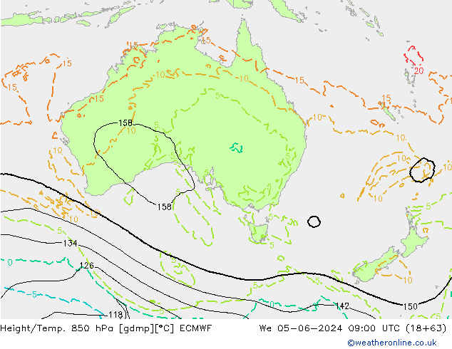 Height/Temp. 850 hPa ECMWF St 05.06.2024 09 UTC