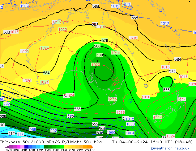 Dikte 500-1000hPa ECMWF di 04.06.2024 18 UTC