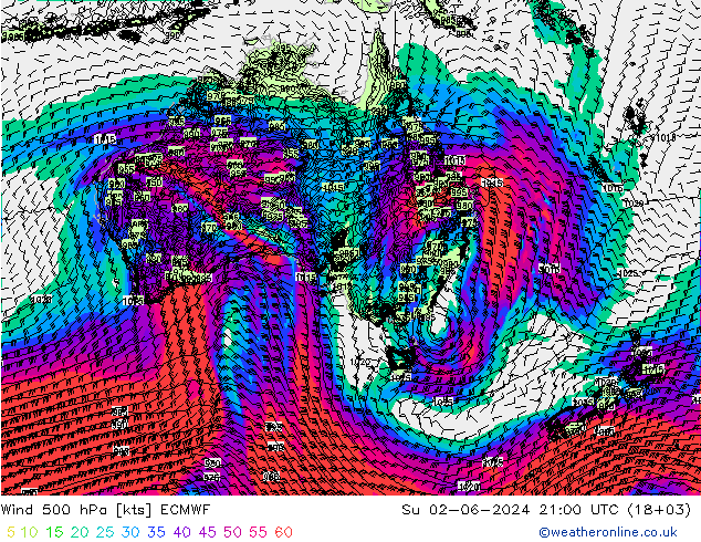 Wind 500 hPa ECMWF zo 02.06.2024 21 UTC