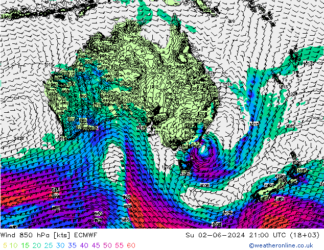 Wind 850 hPa ECMWF Su 02.06.2024 21 UTC