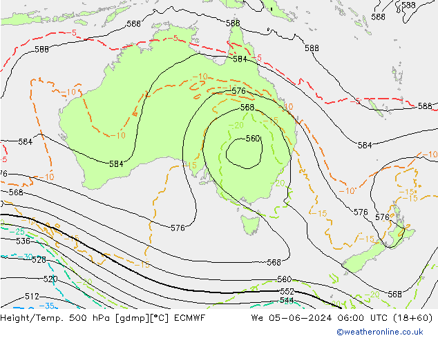 Z500/Rain (+SLP)/Z850 ECMWF Qua 05.06.2024 06 UTC