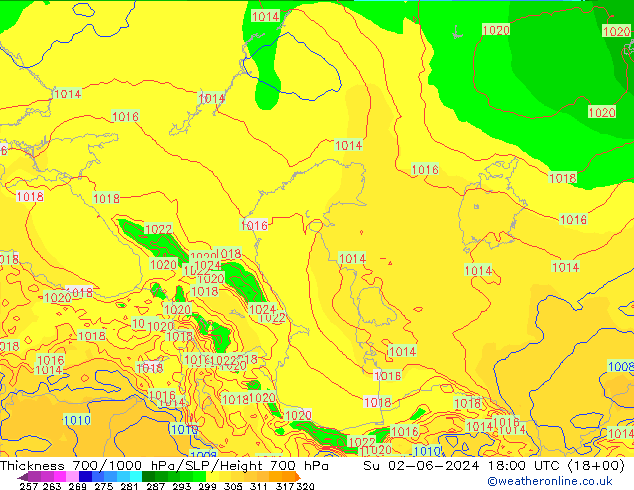 Dikte700-1000 hPa ECMWF zo 02.06.2024 18 UTC