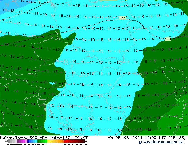 Z500/Rain (+SLP)/Z850 ECMWF Qua 05.06.2024 12 UTC