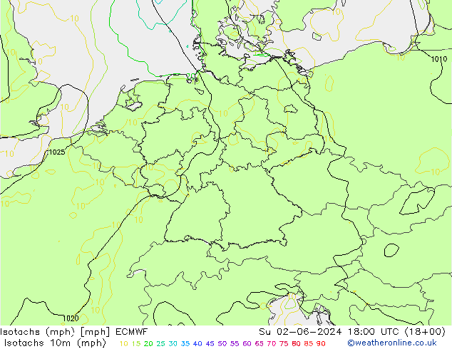 Isotaca (mph) ECMWF dom 02.06.2024 18 UTC