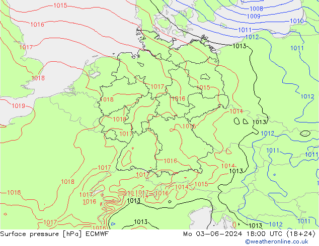 地面气压 ECMWF 星期一 03.06.2024 18 UTC