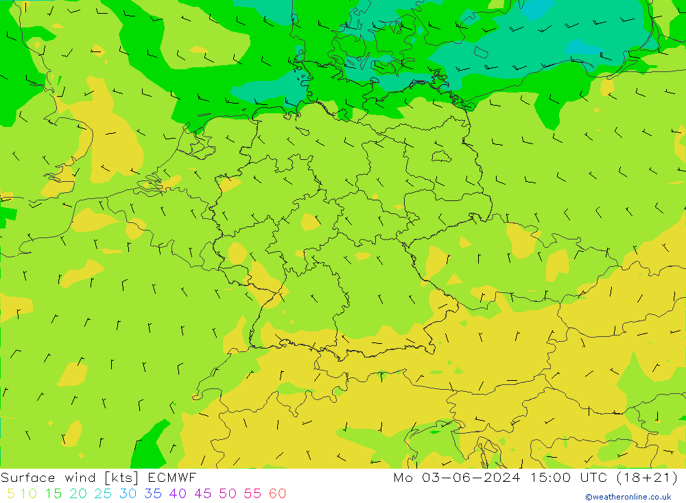 Bodenwind ECMWF Mo 03.06.2024 15 UTC