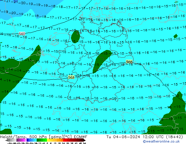 Z500/Rain (+SLP)/Z850 ECMWF wto. 04.06.2024 12 UTC