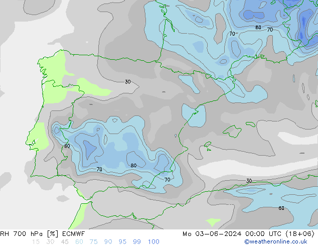 700 hPa Nispi Nem ECMWF Pzt 03.06.2024 00 UTC