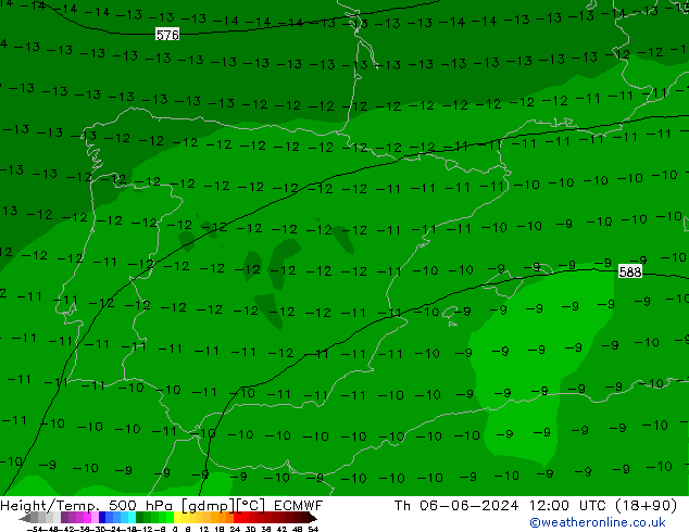 Z500/Rain (+SLP)/Z850 ECMWF Th 06.06.2024 12 UTC